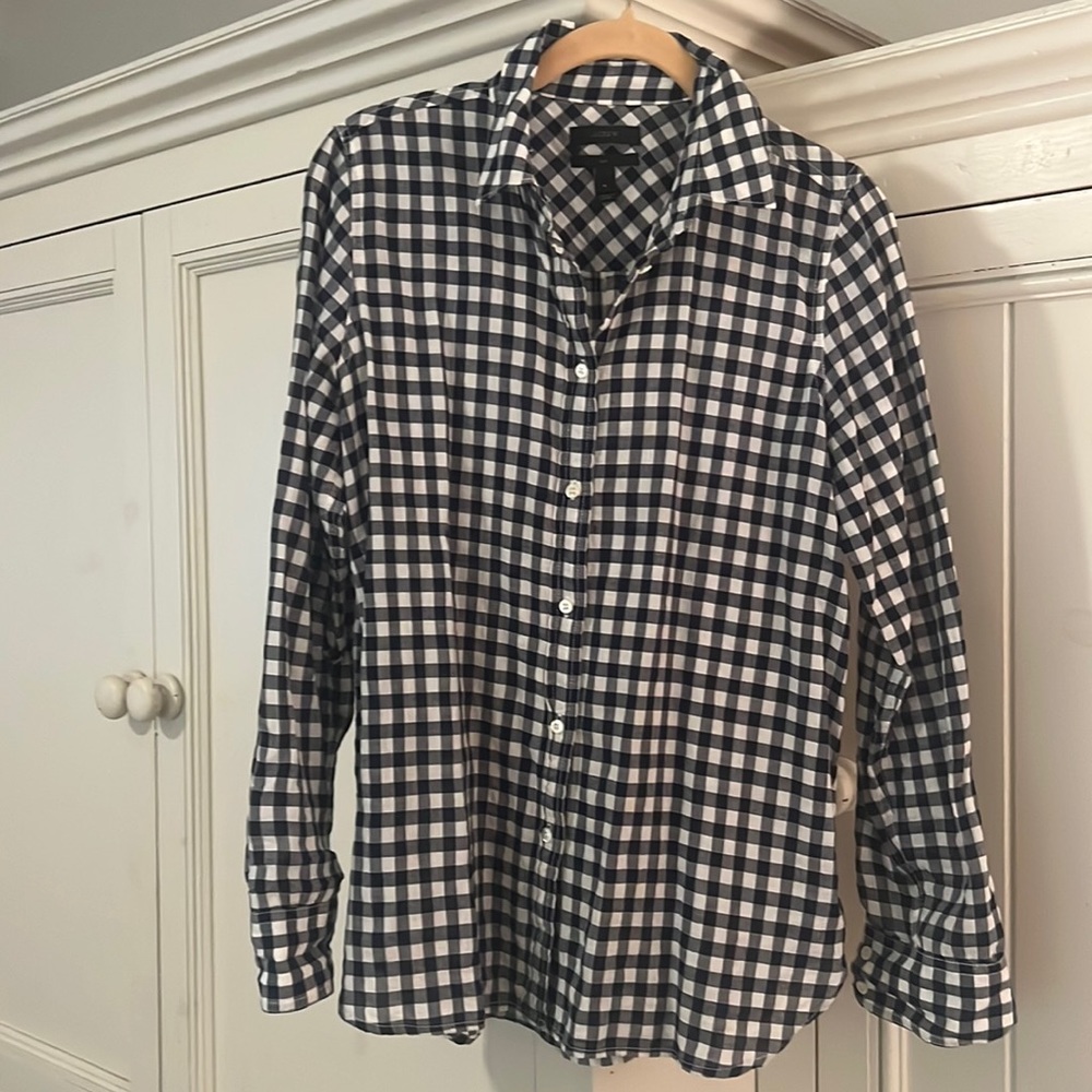 J crew check blouse